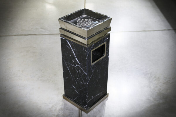 Spoljna pepeljara od mermera i inoxa - crna